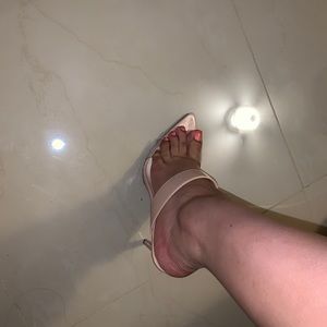 Cream/Clear mule heels